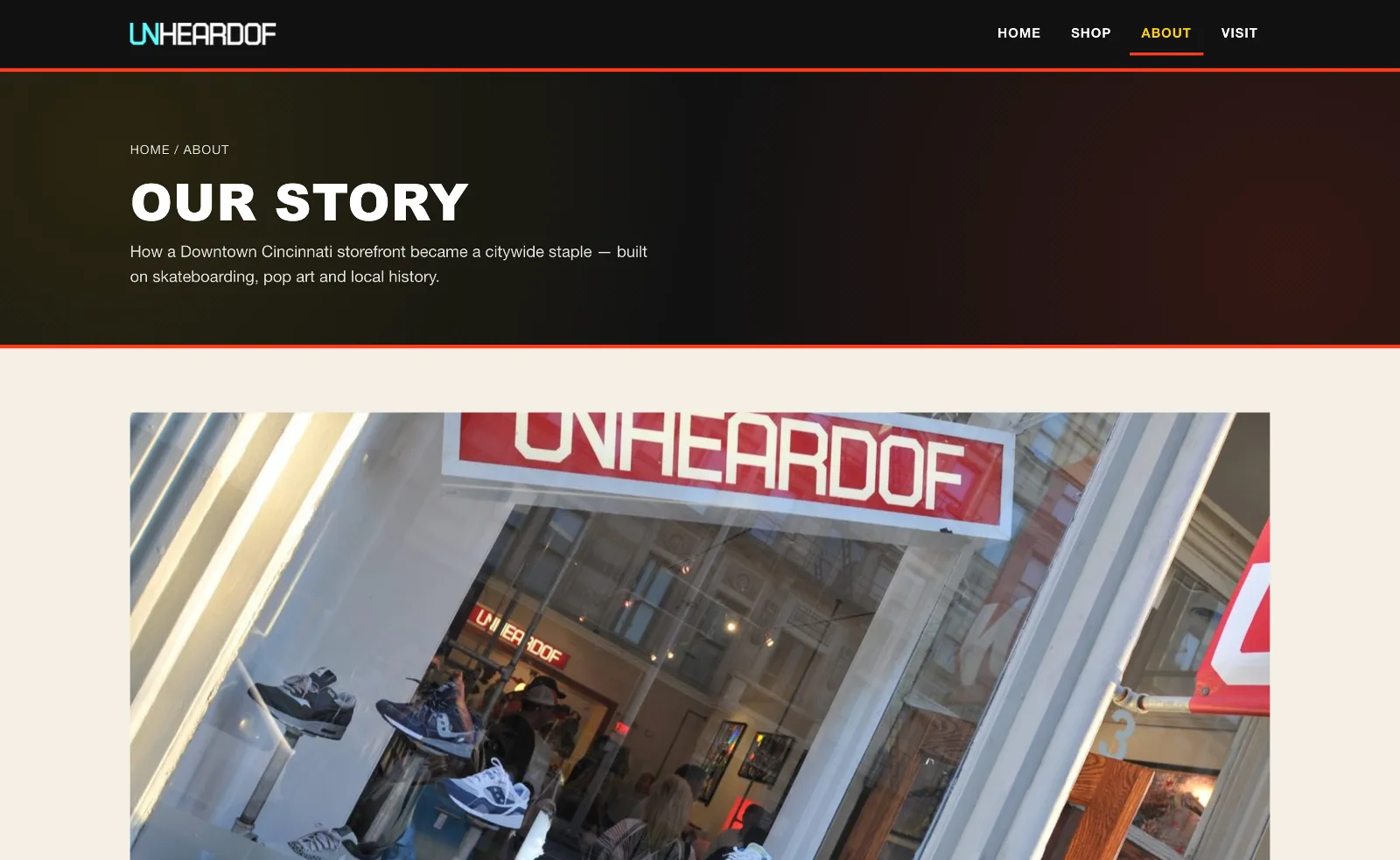 Unheardof Brand concept — Our Story page