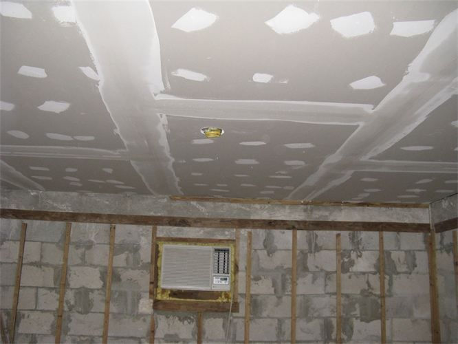 Interior ceiling and wall repair in progress